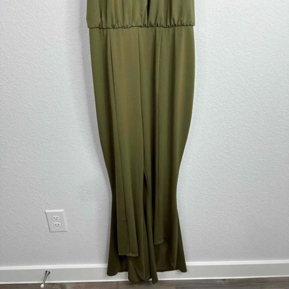 Boston Proper‎ Jumpsuit Women's Size 14 Green Halter Sleeveless Wide Leg Palazzo - Picture 8 of 10
